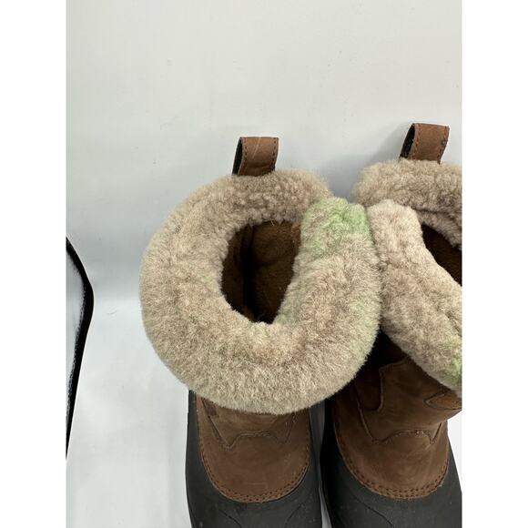 North Face Greenland Brown Zip Waterproof Winter Boots Size 8 Faux Fur Shearling - Picture 15 of 15